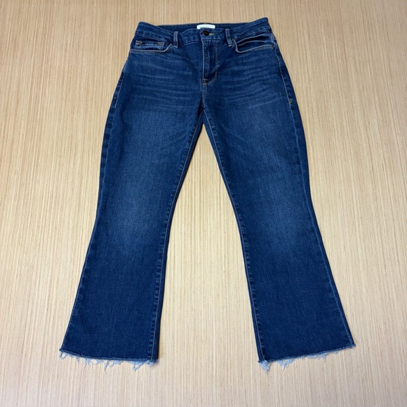Frame Denim Jeans Womens 27 Blue Le Crop Mini Boot Raw Edge Stretch Cropped - Picture 2 of 9